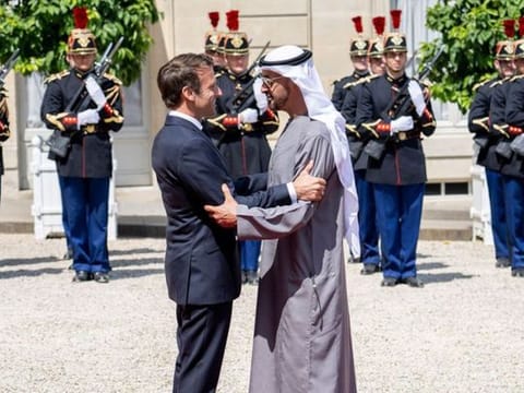 UAE President Sheikh Mohamed arrives in France, meets French President Emmanuel Macron
