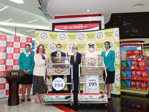 The DDF draw being held at at Terminal 3, Concourse A, of Dubai International Airport on Wednesday.