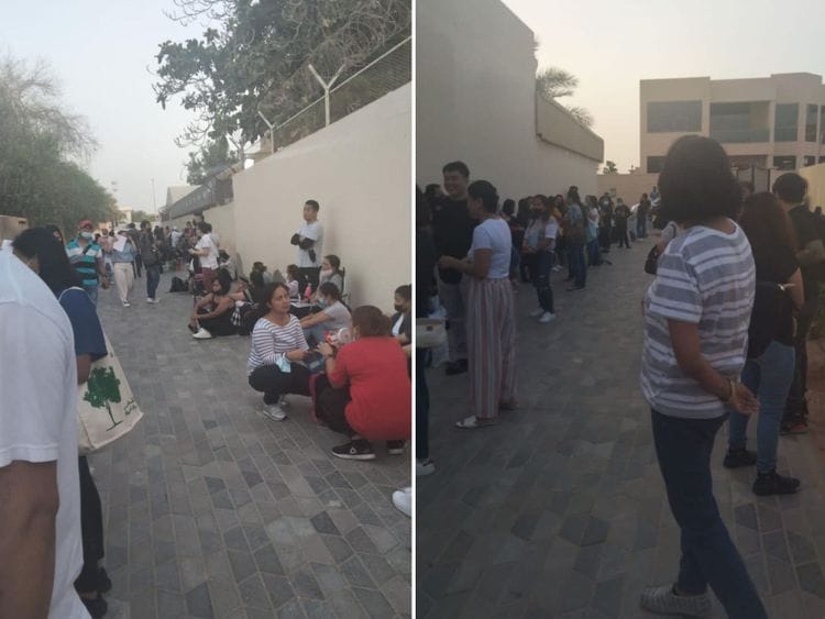 OEC Queue outside Philippine consulate