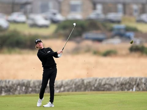First round leader Sean Crocker in action in the Hero Open in Scotland.