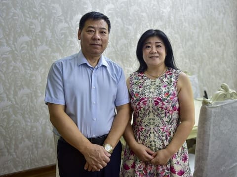Cheng Fu Qiang and his wife Shou Qi Chao at their residence in The International City in Dubai. 
