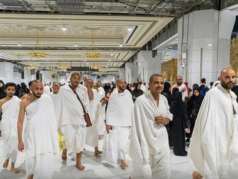 Umrah pilgrims at the Grand Mosque.