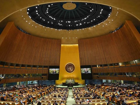 US Secretary of State Antony Blinken speaks during the 2022 Review Conference of the Parties to the Treaty on the Non-Proliferation of Nuclear Weapons at the United Nations in New York City on August 1, 2022. 
