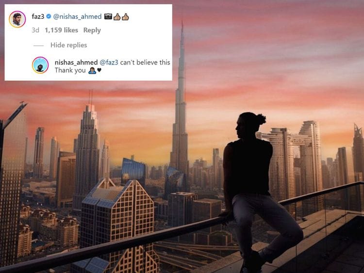 Sheikh Hamdan comments on Keralite photographer's Instagram post
