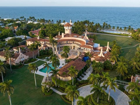 An aerial view of former president Donald Trump's Mar-a-Lago estate Aug. 10, 2022, in Palm Beach, Fla. 