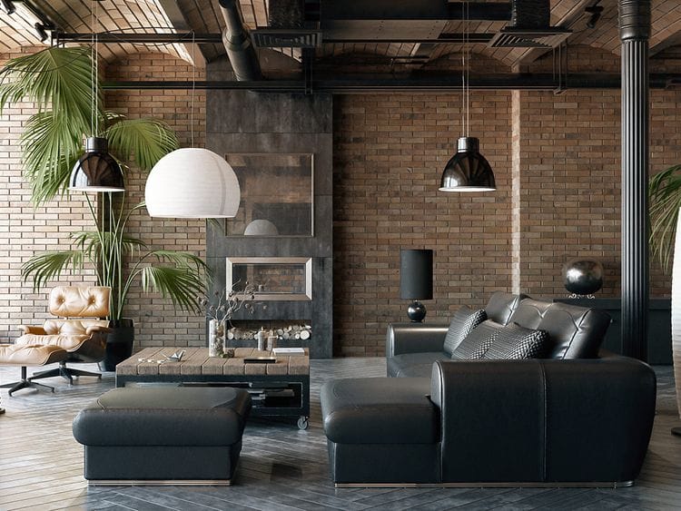 Industrial interior design style loft 