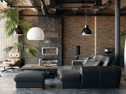 Exposed concrete, bare architecture in cool neutral shades and funky furniture define this design style.