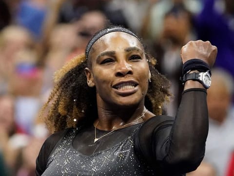 Serena Williams reacts after defeating Anett Kontaveit during the second round of the US Open, Wednesday, Aug. 31, 2022, in New York. 