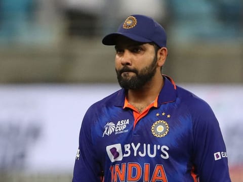 India's captain Rohit Sharma leaves the field at the end of the Asia Cup match against Sri Lanka at the Dubai International Stadium on September 6, 2022. 