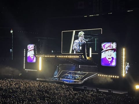 Elton John performs Thursday, September 8, 2022 in Toronto. Elton John paid tribute to Queen Elizabeth II at his final concert in Toronto, on Thursday night.