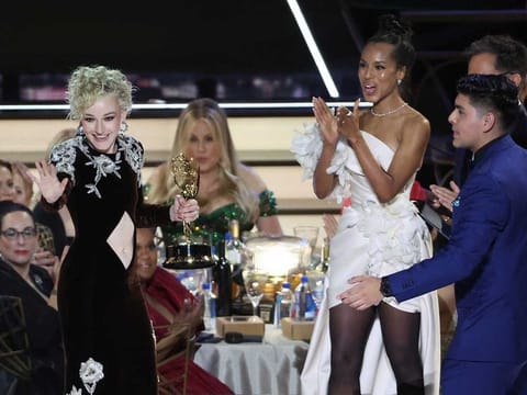 Julia Garner wins Outstanding Supporting Actress In A Drama Series for "Ozark" at the 74th Primetime Emmy Awards held at the Microsoft Theater in Los Angeles, U.S., September 12, 2022.