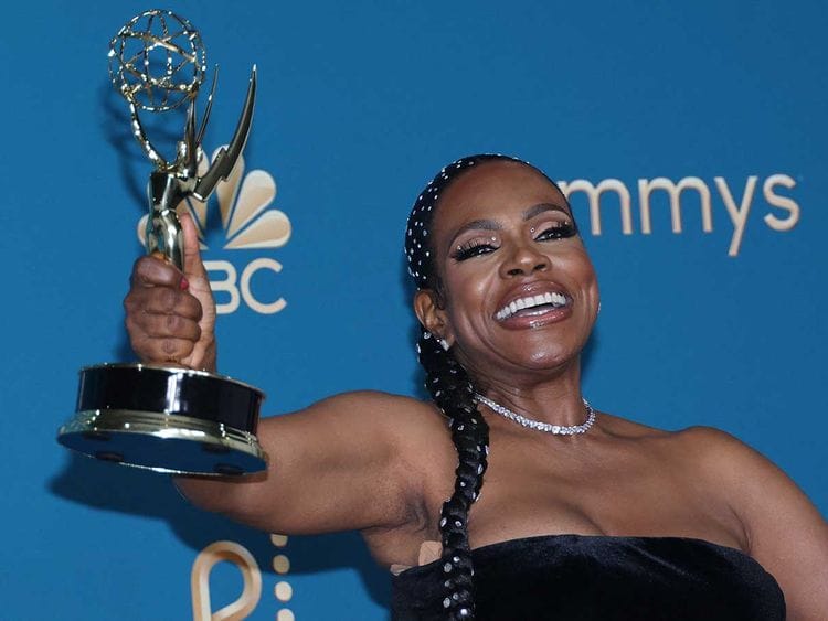 Sheryl Lee Ralph holds her Emmy for Best Supporting Actress in a Comedy Series for "Abbott Elementary" at the 74th Primetime Emmy Awards held at the Microsoft Theater in Los Angeles, U.S., September 12, 2022. 