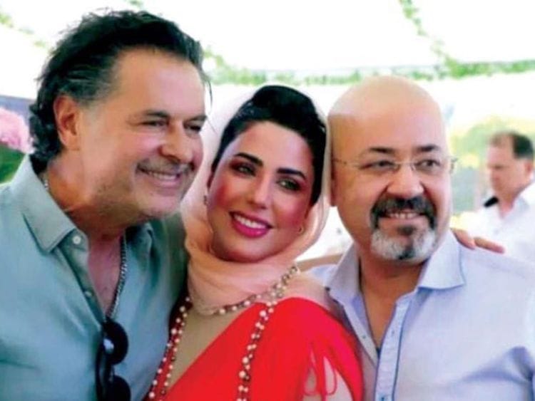 Lebanese singer Ragheb Alama (left) in a file photo with with Iraqi ambassador to Jordan Haider Al Adhari and his wife Maysam Al Rubaie.  The envoy was recalled following the controversial photos with the pop star in 2022.  