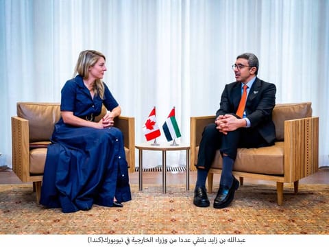 Sheikh Abdullah during meeting with Mélanie Joly, Minister of Foreign Affairs of Canada in New York