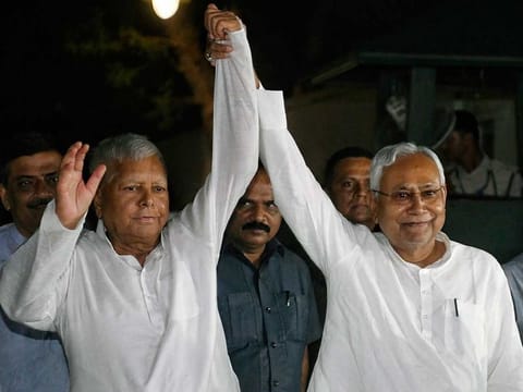 Bihar Chief Minister Nitish Kumar (right) and Lalu Prasad Yadav, who currently runs the Bihar government, have made public the state’s caste census report. The results are expected to roil India’s politics. 