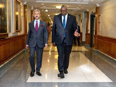 External Affairs Minister S. Jaishankar meets United States Secretary of Defense Lloyd J Austin III, at The Pentagon, in Washington on Tuesday, September 27, 2022. 