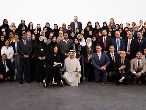 President His Highness Sheikh Mohamed bin Zayed Al Nahyan with educators on Wednesday