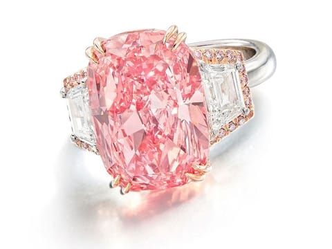 The Williamson Pink Star diamond set a record for price per carat for any diamond or gemstone, according to auction house Sotheby's.