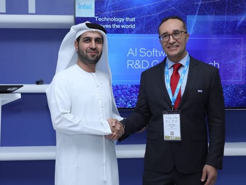 Intel will relocate talent from its global network to the new R&D base in Dubai. (Pictured: Ammar Al Malik, Executive Vice-President for Commercial leasing at Tecom Group and Taha Khalifa, General Manager at Intel Corporation