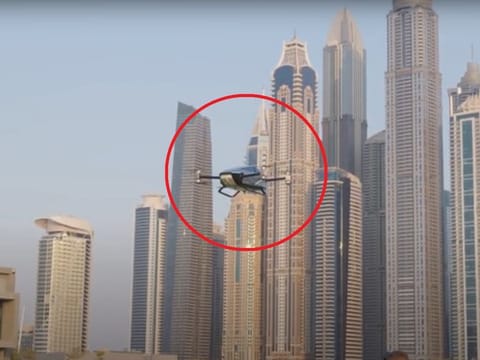 The X2 emits zero carbon dioxide and is designed with low-altitude city capabilities.  It has a maximum flight speed of 130 km/h.  The two-seater eVTOL (electric vertical takeoff and landing) flying car is equipped with an intelligent flight control system, giving it autonomous flight capabilities.