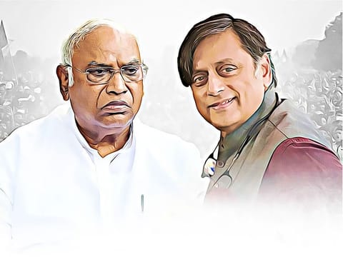 October 17: Electoral contest for the post of the Congress president will take place between Mallikarjun Kharge and Shashi Tharoor 