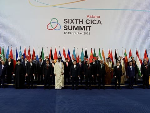 Participants at the sixth Conference on Interaction and Confidence Building Measures in Asia (CICA) Summit in the Kazakh capital, Astana.