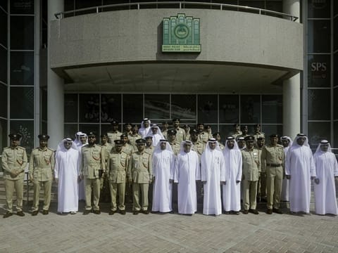 The retired officers - Major General Ali Al Shamali, Brigadier Abdul Rahim Bin Shafie, and Brigadier Abdul Halim Al Hashemi - were honoured with a certificate of appreciation 