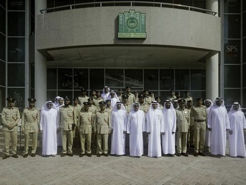 The retired officers - Major General Ali Al Shamali, Brigadier Abdul Rahim Bin Shafie, and Brigadier Abdul Halim Al Hashemi - were honoured with a certificate of appreciation 