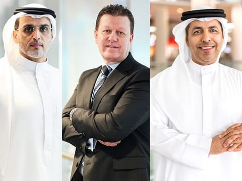 Essa Al Shamsi, Senior Vice President – Terminal Operations [L], Moataz Roushdy, Senior Vice President – Finance [C], Omar Binadai, Executive Vice President – Technology and Infrastructure [R]
