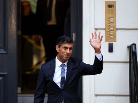 New leader of the Britain's Conservative Party Rishi Sunak walks outside the Conservative Campaign Headquarters, in London, Britain October 24, 2022.  