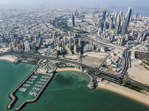 An aerial view of Kuwait City.