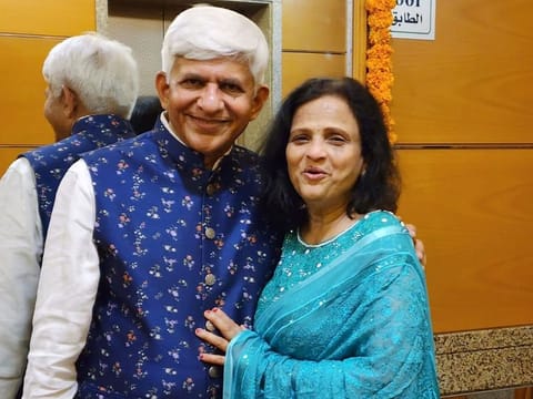 Lucky winner:  Indian expat Vinaykumar Gandhi with his wife in Abu Dhabi.