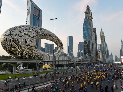 Thousands of cyclists bike through Sheikh Zayed Road during Dubai Ride 2022. Picture used for illustrative purposes. 