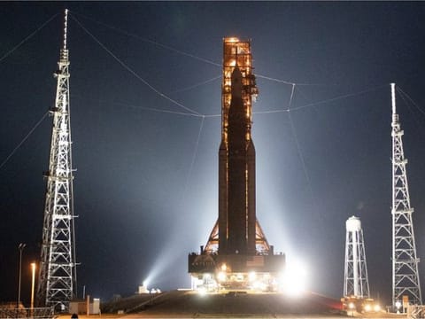 NASA’s new moon rocket, the Space Launch System, or SLS, has soared only once in a test flight without anyone on board more than three years ago.