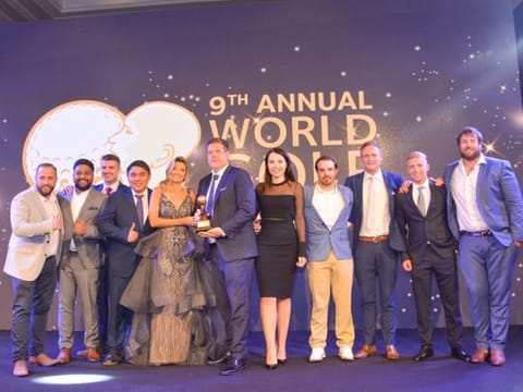 General Manager, The Els Club, Tom Rourke with his team collecting their award at the recent World Golf Awards in Abu Dhabi