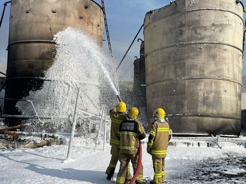 Firefighters brought the fire under control and proceeded with cooling operations