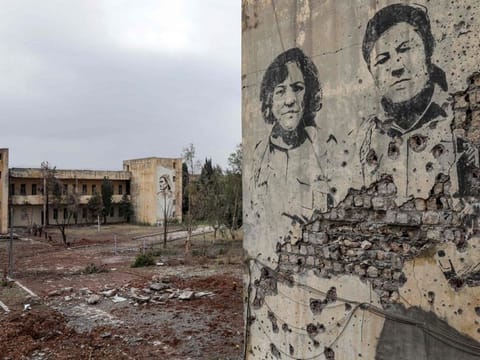 This picture taken on November 26, 2022 shows a view at damage sustained at the headquarters of the Kurdistan Democratic Party of Iran (KDPI) following an Iranian cross-border attack in the town of Koye (Koysinjaq), in the east of Arbil district in the autonomous Kurdish region of northern Iraq.