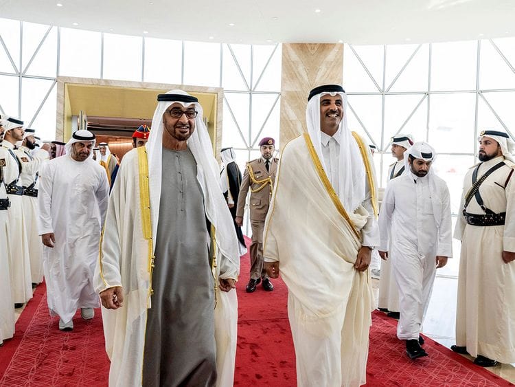 MBZ AND QATAR EMIR IN DOHA