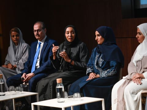 Expert speak: (From left) Mariam Al Wahidi, Director of the Community Health Department, Abu Dhabi, Eng. Basem Al Tarawneh, Food Standards Expert, UAE Ministry of Industry and Advanced Technology, Nouf Alali, Director of Health Promotion Department, UAE Ministry of Health and Prevention, Aisha Al Seiri, Head of the Transitional Team for Student Welfare and Protection Department, Emirates Foundation for School Education and Shaima Qaed, Acting Director of Clinical Nutrition, Dubai Academic Health Corporation during a panel discussion in Dubai.