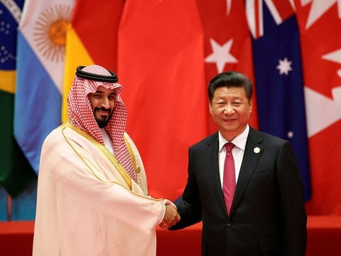 Chinese President Xi Jinping with Saudi Arabia's Crown Prince Mohammad bin Salman during the G20 Summit in Hangzhou, Zhejiang province, China.