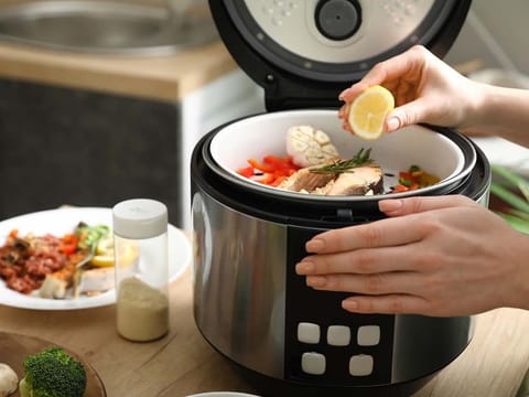 Multi-cookers have preset times and temperatures for basic meal preparation that includes meat dishes and rice.