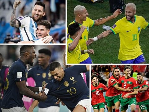 Celebration time: (Clockwise from top left) Argentina, Brazil, Morocco and France celebrate during the Qatar World Cup 2022.