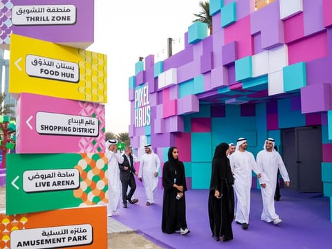 Sheikh Theyab bin Mohamed bin Zayed Al Nahyan (second from right), Member of the Executive Council in Abu Dhabi, toured the event on Friday