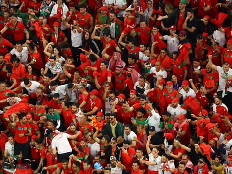 Morocco fans react after their team beat Portugal 1-0 at the Al Thumama Stadium, Doha, Qatar to reach the semi-final of the FIFA World Cup.