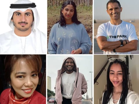 (clockwise from top left) Ahmed Yousef, Ayidah Tariq, Frederico Martins, Raida Ahmed, Preetam Savio, and Glorianne Montefrio