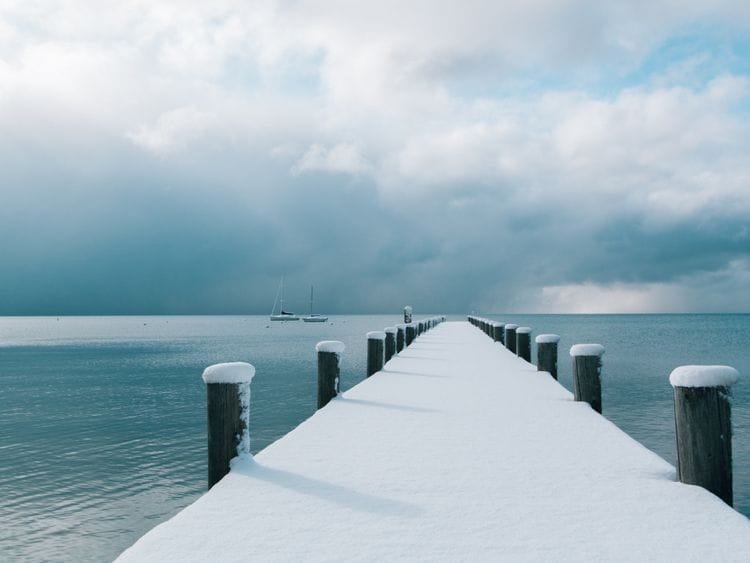 Lake in snow