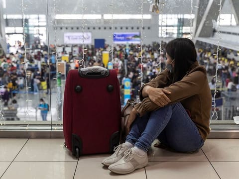 A passenger at the Ninoy Aquino International Airport, in Pasay City, Metro Manila.