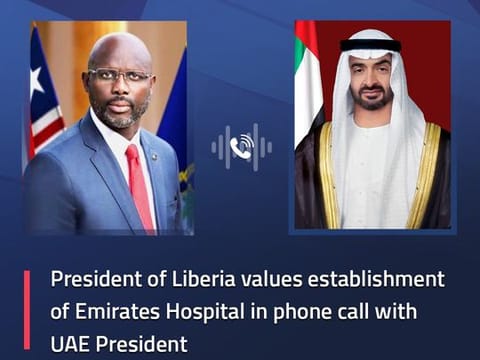President of Liberia, George Manneh Weah, expressed his sincere thanks and appreciation to UAE President His Highness Sheikh Mohamed bin Zayed Al Nahyan, for establishing the Emirates Hospital in Gbarpolu County.