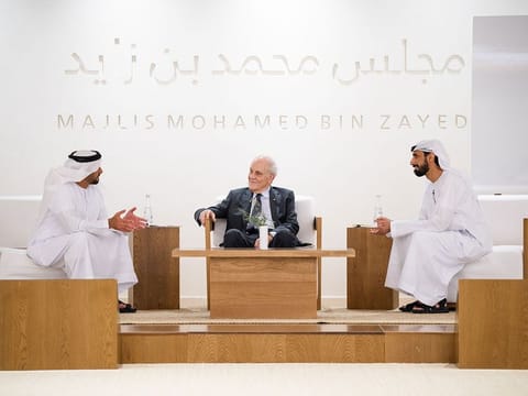 Dr David Gross (centre) had mentored Dr Ahmed Al Mheiri (right) when he was a student 