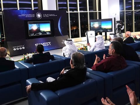 File image of officials in Sharjah following the launch of the satellite from Florida on January 3 